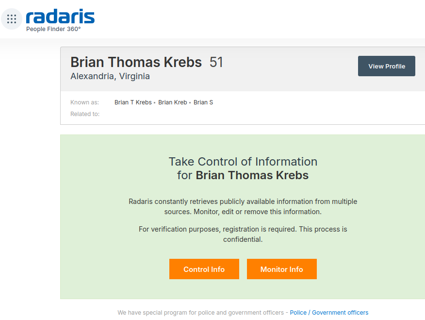 A Close Up Look at the Consumer Data Broker Radaris – Krebs on Security